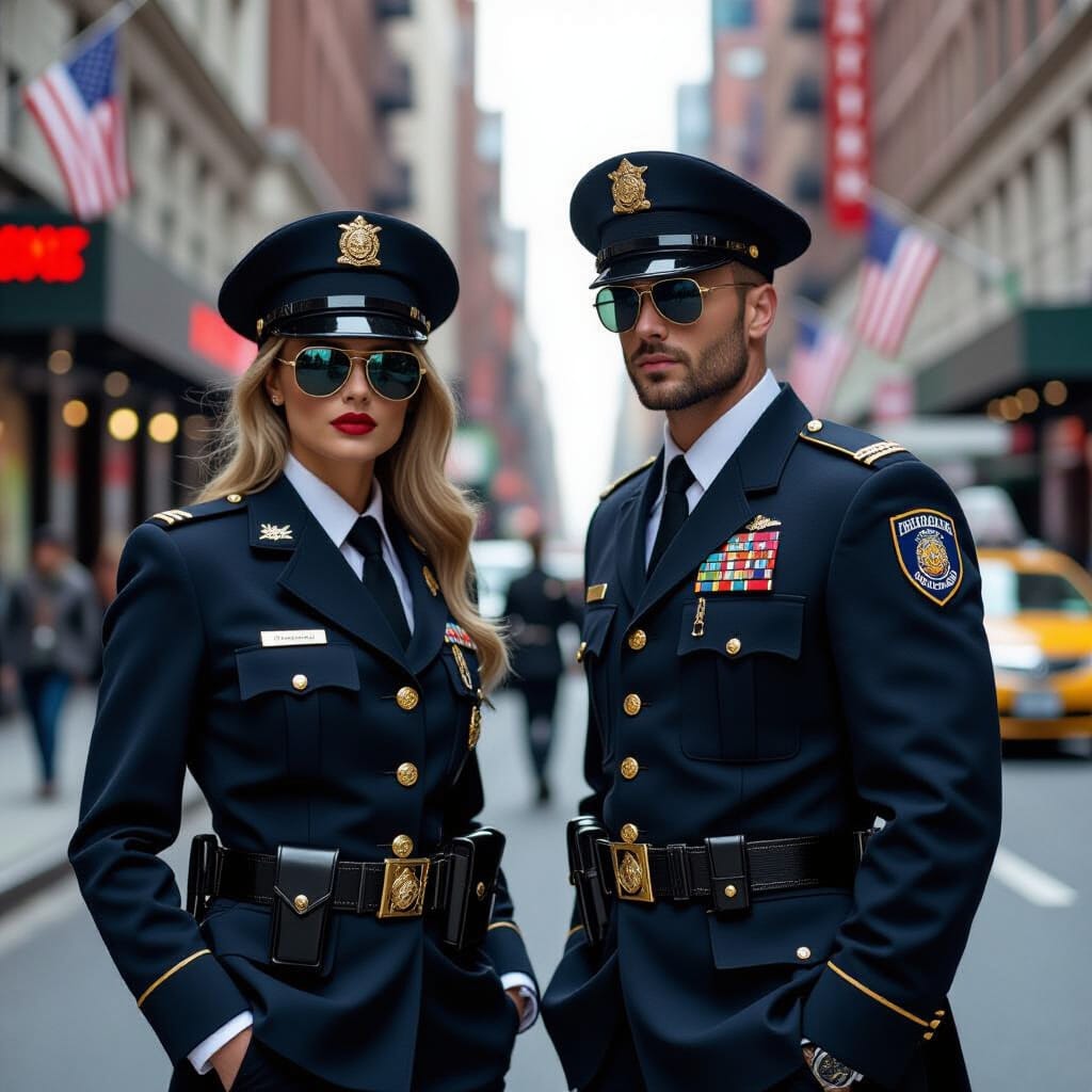 The Fashion Police: Two police officers post for the camera.