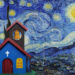 A prophetic warning to the church in Paris France presents a small colorful church in a Van Gogh stary night background.